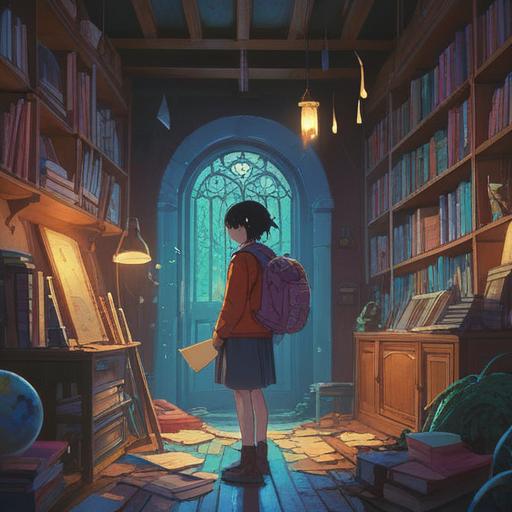 A serene, mystical scene depicting a person looking concerned while searching for a lost notebook, subtle ethereal symbols glowing around them, gentle light illuminating the surroundings, nature elements like trees and flowers representing guidance, a feeling of urgency and spirituality, calm yet tense atmosphere, 4k