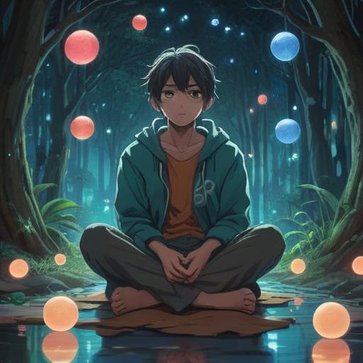 A serene and introspective scene depicting a person sitting cross-legged in a tranquil environment, surrounded by soft glowing orbs representing spiritual signs, subtle hints of cold air swirling around their hands and feet, a gentle gradient in the background reflecting the transition from warmth to coolness, a sense of mindfulness and awareness, ethereal light illuminating the figure’s expression, details like a flowing robe and a calm expression, 4k