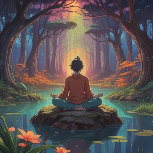 A serene and introspective scene depicting the spiritual signs to watch for when hand dryness persists, a person meditating with hands held up in a prayer position, surrounded by soothing energy waves, ethereal light emanating from their hands, gentle nature elements like blooming flowers and flowing water nearby, calm and peaceful atmosphere, vibrant yet soft color palette, 4k