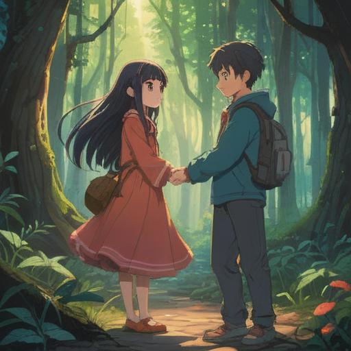 An illustration depicting the meaning and power of holding hands, two individuals of diverse backgrounds connecting, gentle smiles reflecting trust and warmth, an intimate outdoor setting with soft sunlight filtering through trees, a sense of unity and connection, detailed expression of emotions, vibrant yet soothing color palette, 4k