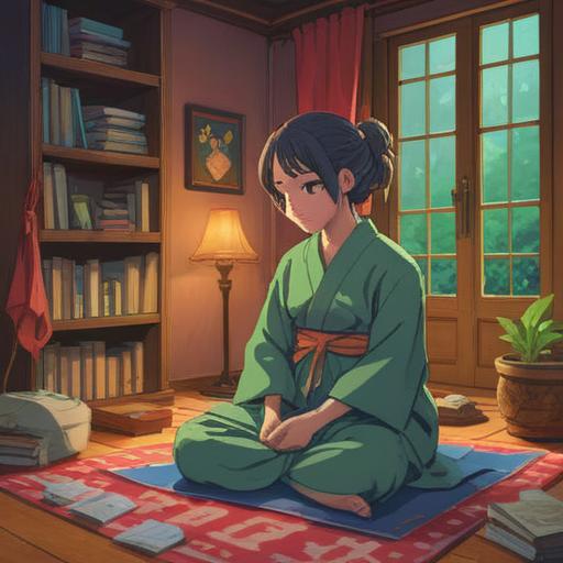 A serene illustration depicting a person sitting calmly in a peaceful room, surrounded by soft light, gentle hands cradling a bandaged hand, expressing emotions of compassion and healing, supportive environment with warm colors, thoughtful expressions, comfort objects like books or plants, emphasizing mental care and resilience, 4k