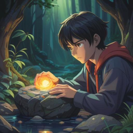 A serene scene depicting a person experiencing hand numbness while holding a shimmering lucky stone, soft light illuminating the stone, a tranquil background with nature elements, subtle emotional expression, contrasting warm and cool tones, focus on the hands and the stone, 4k