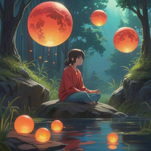 A serene and ethereal landscape, depicting a figure meditating in a tranquil setting, soft glowing orbs surrounding, representing energy flow, gentle waves of light, harmonious colors, deep connection with nature, mystical atmosphere, symbolic representation of spiritual awakening, 4k