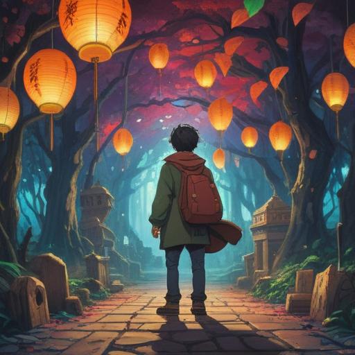 A large-handed man meeting a fortunate charm, vibrant colors, whimsical atmosphere, enchanting details, a magical item glimmering in his palm, a backdrop of a bustling street, excited expressions, feel of serendipity, 4k