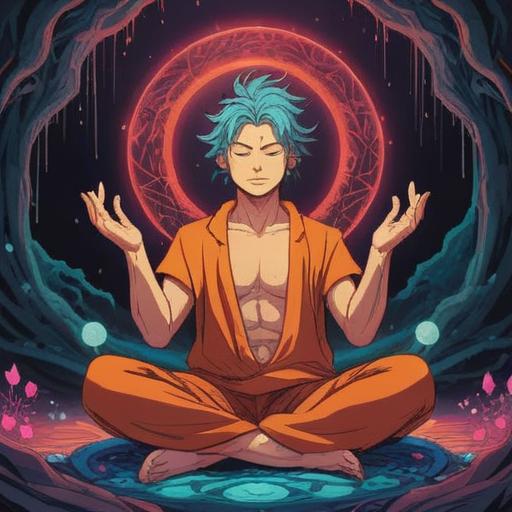 A spiritual illustration depicting the meaning behind itchy hands, a person meditating thoughtfully, vibrant energy flowing from hands, symbolic representations of fortune and opportunity, ethereal background with soft light, serene expressions, nature elements, harmonious atmosphere, 4k