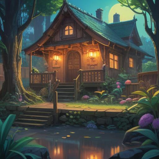 A whimsical illustration of a serene setting featuring a lucky charm, vibrant colors, soft glowing light, a cozy atmosphere, surrounded by protective symbols like a guardian spirit and a shield, intricate details showing the charm's texture, magical elements like sparkles, evoking a feeling of safety and comfort, 4k