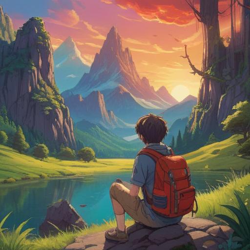 A vibrant landscape showcasing diverse travel destinations, a person contemplating their journey, a backpack filled with travel essentials, inspiring quotes on the backdrop, a sunrise symbolizing new beginnings, elements representing culture and adventure, 4k