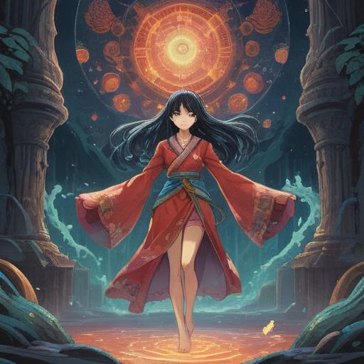 A captivating illustration representing the spiritual meaning of an attractive person, ethereal aura, vibrant colors symbolizing energy, mystical patterns surrounding the figure, serene expression, nature elements intertwined, cosmic background, harmonious balance, reflective mood, 4k