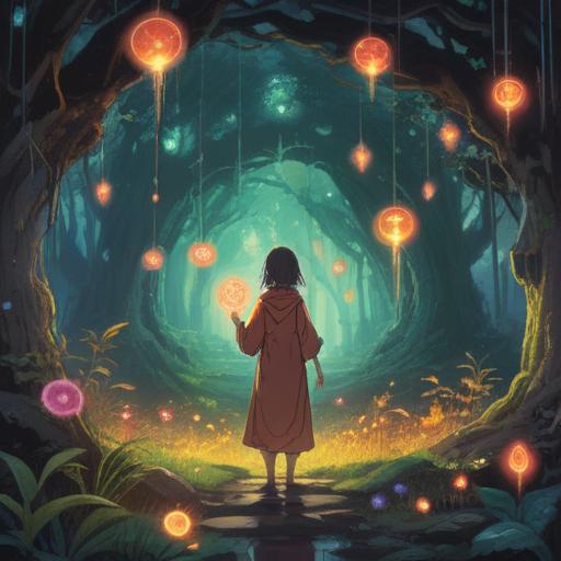 A serene and mystical scene depicting a person receiving spiritual signs from their soulmate, glowing symbols floating around them, soft light illuminating the surroundings, an aura of warmth and connection, nature elements like trees and flowers in harmony, a sense of peace and understanding, ethereal atmosphere, conveying a powerful emotional connection, 4k