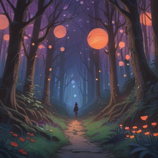 A captivating scene depicting a serene yet eerie landscape, twilight setting, a beautiful yet unsettling forest path, soft glowing orbs representing spiritual signs, subtle shadows hinting at hidden fears, tranquil ambiance, contrasting emotions of allure and anxiety, vibrant colors blending into darker tones, inviting yet cautionary atmosphere, 4k