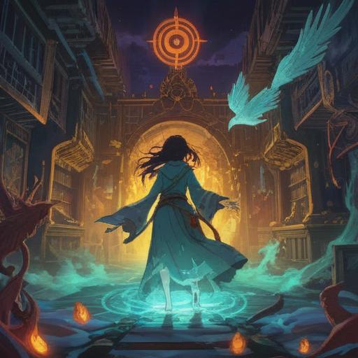 A person receiving a warning sign from a mystical spirit, ethereal glow surrounding the figure, symbols of debt and warning signs in the background, a somber atmosphere, introspective expression, mystical forest setting, dark clouds overhead, intricate details, vibrant colors, 4k