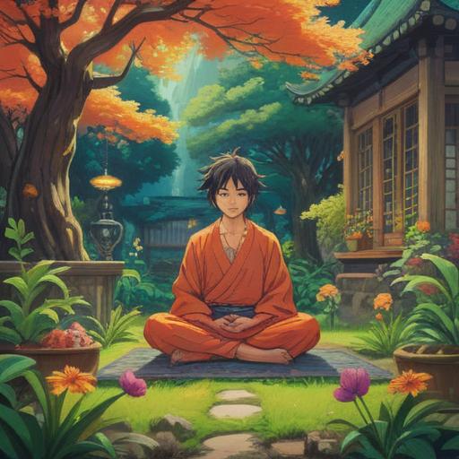 A motivational scene depicting the importance of mindset in attracting good fortune, a serene individual meditating in a peaceful garden, surrounded by vibrant flowers and flowing water, soft sunlight filtering through the trees, symbols of luck subtly incorporated, such as a four-leaf clover or lucky coins, harmonious color palette, uplifting atmosphere, inspiring visual narrative, clarity of thought and positivity, 4k