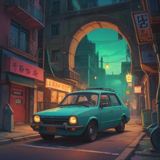 A mystical scene depicting the spiritual significance of car theft, ethereal light illuminating a parked car, symbolic elements representing freedom and transformation, a serene landscape in the background, subtle hints of cosmic energy, dreamlike atmosphere, 4k