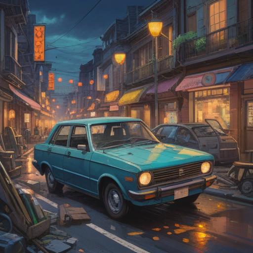 A spiritual scene depicting a series of car accidents, ethereal light filling the atmosphere, symbolic representation of unexpected life changes, vehicles entangled in chaos, a tranquil figure meditating amidst the turmoil, gentle nature surrounding the chaos, colors reflecting inner peace and turmoil, detailed emotional expressions, thought-provoking imagery, 4k