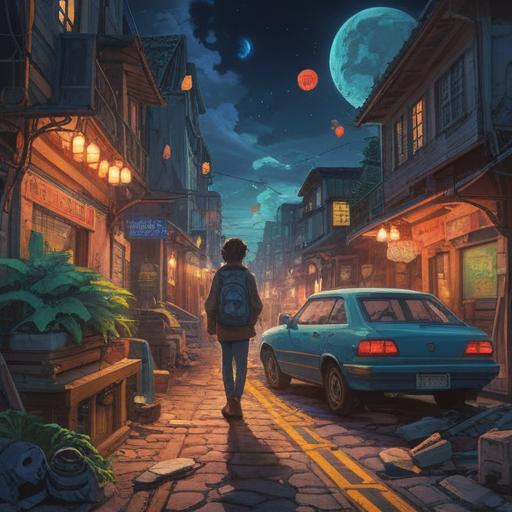 A mystical scene depicting a person searching for their car keys, surrounded by symbolic spiritual signs, ethereal light illuminating the area, vibrant colors, hints of cloud-like spirits, an aura of uncertainty and guidance, nature in the background, reflective expressions, sense of urgency and hope, 4k