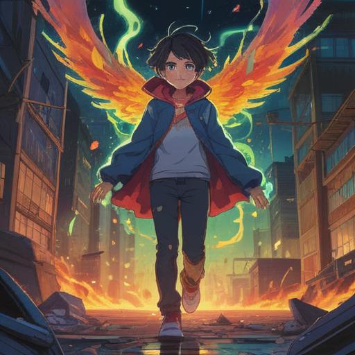 A vibrant scene depicting a person overcoming an accident, radiant energy surrounding them, symbols of resilience and hope, bright colors symbolizing positivity, expressions of joy and determination, uplifting atmosphere, nature in bloom, sun shining down, supportive community in the background, inspiring transformation, 4k