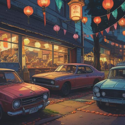 A vibrant illustration of various cars in different colors representing lucky charms, each car displaying unique symbols and patterns related to good fortune, a bright sunny day setting, cheerful atmosphere, dynamic angles showcasing the vehicles, lush green landscape in the background, 4k