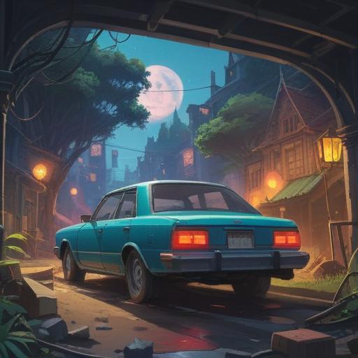 A surreal illustration depicting spiritual signs to heed when in a car accident, ethereal symbols hovering in the air, a serene landscape in the background, gentle light illuminating the signs, a vehicle partially crumpled, an otherworldly ambiance, guiding light from above, 4k