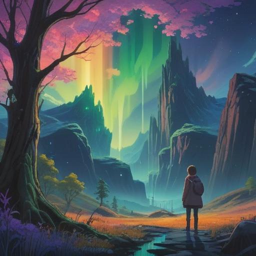 A serene and mystical scene, a person receiving an apology from a glowing spirit, surrounded by ethereal light, vibrant colors of the aurora, symbolic imagery of transformation and healing, gentle nature elements like trees and flowers, a sense of peace and understanding, spiritually uplifting atmosphere, 4k