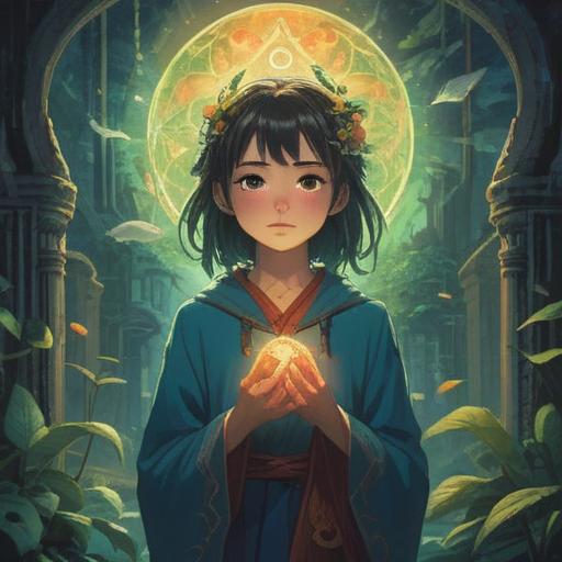 A surreal illustration depicting spiritual signs represented by strabismus, ethereal light, mystical symbols, serene expressions, nature-inspired elements, harmony between the physical and spiritual realm, dreamy atmosphere, intricate details, 4k