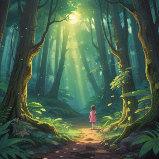 A spiritual scene showcasing beams of sunlight piercing through a serene forest, illuminating vibrant green foliage, ethereal atmosphere, mystical aura, soft golden light, inviting tranquility, shimmering particles in the air, 4k