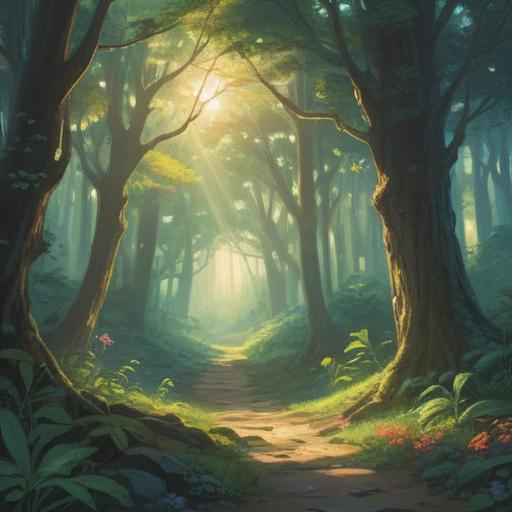 A serene and ethereal landscape, rays of sunlight breaking through the clouds, illuminating a path in the forest, peaceful and spiritual atmosphere, symbols of good signs represented by glowing orbs, nature's beauty reflecting tranquility, a sense of enlightenment, harmonious color palette, inviting and uplifting scene