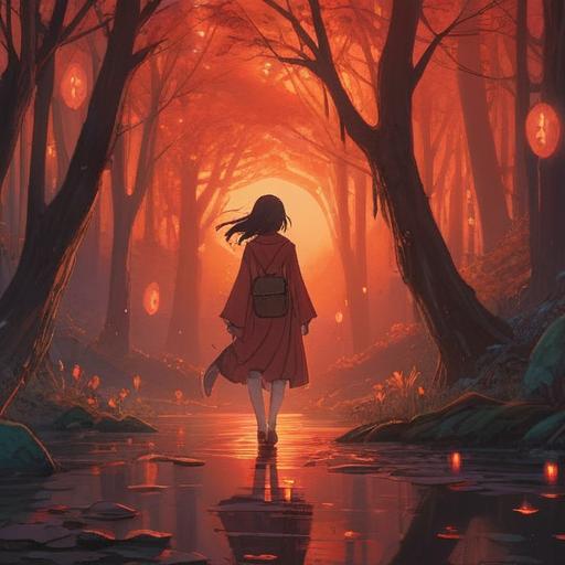 A spiritual sign of positive energy when red light appears in photographs, ethereal atmosphere, glowing red light illuminating the scene, mystical elements surrounding the light, serene expression on a person's face, nature integrated into the setting, vibrant colors contrasting with soft tones, dreamlike ambiance, 4k