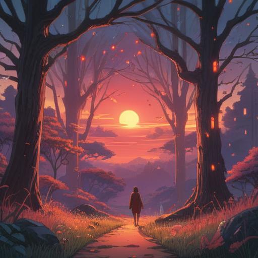 A serene landscape with a red light illuminating the scene, symbolic representation of spiritual signs, soft and ethereal glow, nature elements like trees and water, a meditative figure observing the light, harmonious colors, a sense of peace and awareness, intricate details capturing the essence of spirituality, 4k