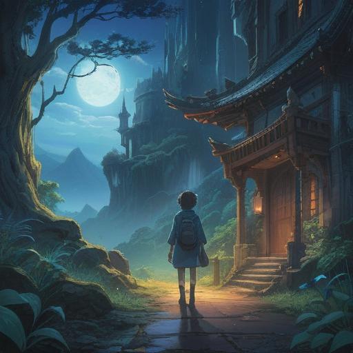 A captivating illustration depicting a mystical scene, a vibrant blue light illuminating the surroundings, an ethereal atmosphere filled with energy, characters observing the light in awe, nature elements like trees and flowers radiating with magical aura, symbols of spiritual signs subtly integrated into the environment, 4k