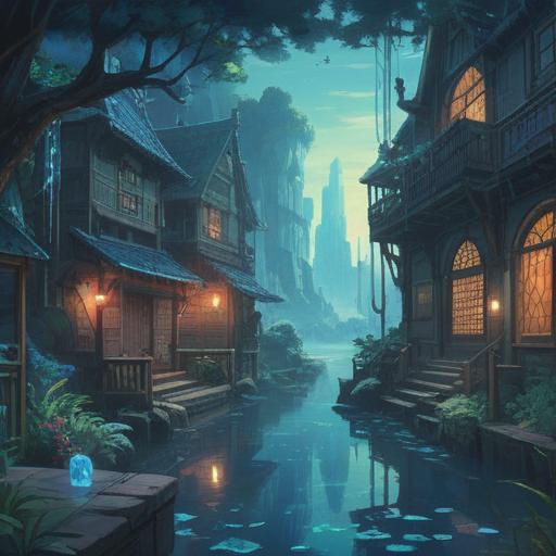 A vibrant and mystical scene depicting the utilization of blue light to harness energy, ethereal glow emanating from crystals, a serene landscape with futuristic elements, characters meditating and channeling energy, dynamic flow of blue beams, harmonious interaction between nature and technology, 4k resolution