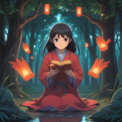 A serene moment depicting the act of disposing of photographs, symbolizing letting go and spiritual release, a person gently placing photos into a fire, warm flames rising, a peaceful expression on their face, surrounded by a tranquil nature setting, soft sunlight filtering through trees, representing transformation and renewal, 4k