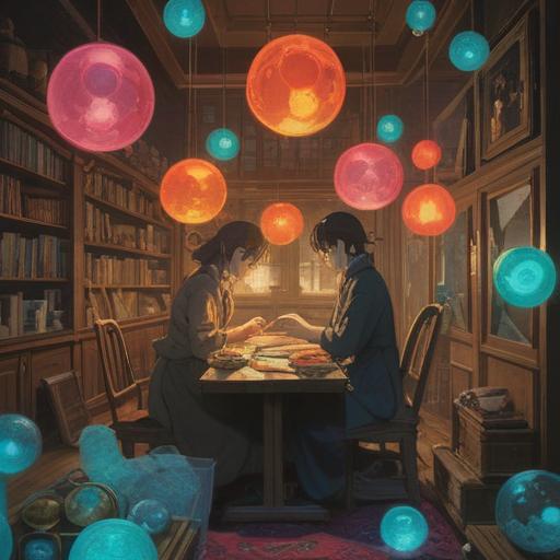 A mystical scene depicting a person carefully sorting through old photographs, illuminated by gentle, ethereal light, surrounded by floating orbs representing spiritual signs, a serene expression on their face, symbolic imagery in the background like faded memories and whispers of the past, guiding the process, soft focus, dreamlike atmosphere, rich textures, 4k