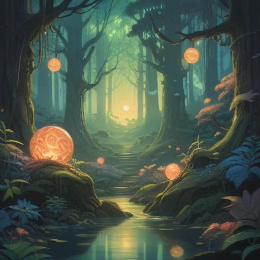 A mystical scene depicting luminous orbs appearing in a serene forest, ethereal light illuminating the surroundings, enchanted atmosphere, soft glows reflecting off leaves, gentle mist swirling around the orbs, hints of hidden spiritual symbolism, calming colors, nature's tranquility, 4k