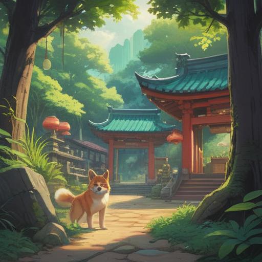 A serene landscape featuring Shiba Daijingu Shrine, ethereal spiritual signs in the surroundings, lush greenery, soft sunlight filtering through trees, calming atmosphere, subtle hints of sacred symbols, tranquil pathways, visitors in reflective poses, a sense of connection to spirituality, 4k