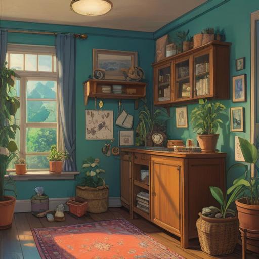 A heartwarming scene of a young adult leaving their childhood home, surrounded by lucky items for new beginnings, a small plant symbolizing growth, a lucky charm hanging from a keychain, bright sunlight illuminating the front yard, emotional expression of nostalgia and hope, cozy house in the background, vibrant colors, inviting atmosphere, detailed textures, 4k