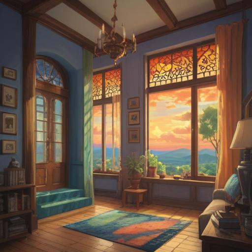 A comforting scene in a family home, warm and inviting atmosphere, soft natural light streaming through the windows, a person feeling rejuvenated amidst family presence, subtle symbols of spiritual transformation, vibrant energy surrounding, expressions of joy and understanding, harmony with nature, connection with roots, 4k