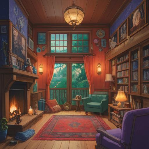 A spiritual and introspective illustration, a cozy yet slightly uncomfortable family home, subtle hints of positive energy, warm and inviting colors contrasting with shadows, symbolic elements representing growth and change, a character reflecting on their feelings, a peaceful setting with natural light, 4k