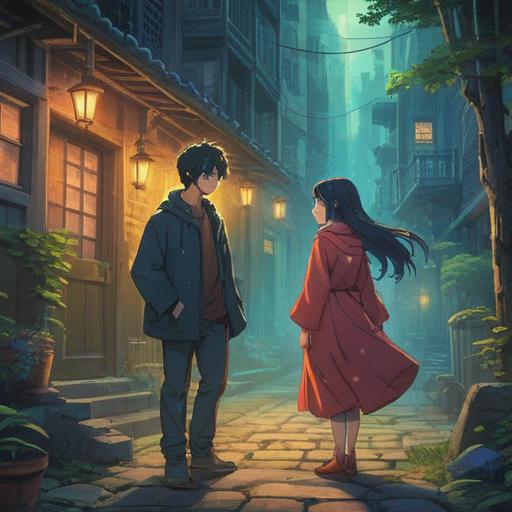 A mystical scene depicting two individuals sharing a secret glance, ethereal light surrounding them, symbolic representations of love and connection, vibrant energy pulsating between them, dreamy ambiance, serene background with celestial elements, hints of a cosmic bond, warm soft colors, 4k