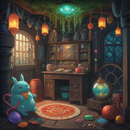A captivating illustration of a collection of lucky items in a mystical setting, vibrant colors, intricately designed talismans and charms, a glowing aura surrounding them, subtle sparkles indicating good fortune, detailed background of a serene environment, enchanting atmosphere, 4k