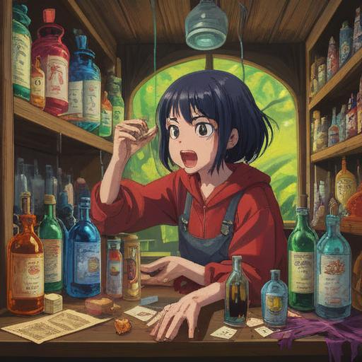 A captivating illustration of a person struggling to resist temptation, surrounded by shimmering lucky oil bottles, colorful labels adorned with symbols of good fortune, an aura of golden light enveloping the scene, elements of spirituality and hope, a serene expression on the person's face, 4k