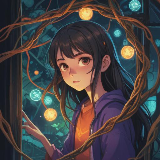 A thought-provoking illustration depicting a self-centered person surrounded by ethereal light, showing a tangled web of emotions and energies, contrasting the inner chaos with a serene background, symbolic elements like mirrors reflecting distorted images, a representation of spiritual isolation, vibrant hues and mystical symbols, conveying deep introspection and spiritual significance, 4k