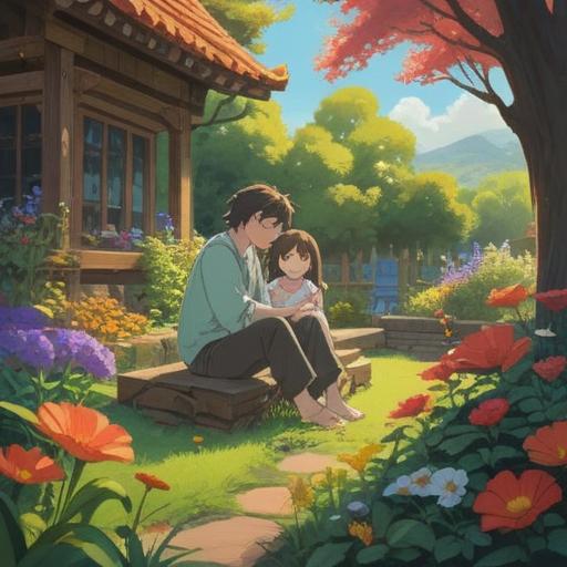 A serene and enlightening scene depicting a parent and child sitting together in a peaceful garden, vibrant flowers surrounding them, ethereal light shining down, the child playing with nature as the parent observes thoughtfully, symbolizing spiritual awareness, gentle connection, and the importance of recognizing spiritual signs, 4k