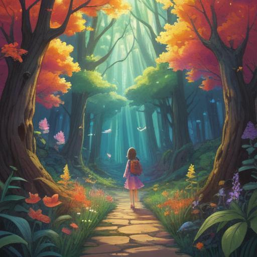 A symbolic illustration representing personal growth and awareness, ethereal light beams illuminating a path, serene nature setting with vibrant flowers and trees, spiritual symbols like butterflies and lotus flowers, a person in meditation, surrounded by a glowing aura, peaceful and reflective atmosphere, 4k