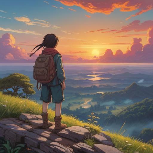 A serene and contemplative scene, a figure gazing thoughtfully at a sunrise, gentle rays of light symbolizing awakening, soft clouds reflecting hope, nature surrounding the figure to represent growth, ethereal colors blending together harmoniously, a sense of inner peace and clarity, spiritual connection with the universe, reflective posture, 4k