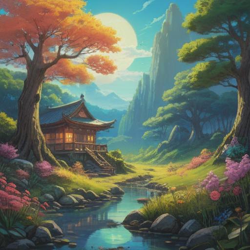 A serene landscape depicting a harmonious connection with nature, subtle signs of spirituality, gentle hints of animal behavior suggesting guidance, vibrant natural elements like trees and water, glowing light oruras indicating spiritual presence, soothing color palette to evoke tranquility, beautiful sky reflecting personal journeys, meaningful symbols subtly integrated into the environment, 4k