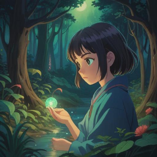 A contemplative scene depicting a person engaging in deep self-reflection, surrounded by nature, an ethereal glow illuminating their face, symbols of spirituality like mandalas and chakras in the background, a serene and tranquil atmosphere, the character exuding strength and determination, soft rays of sunlight filtering through trees, harmonious color palette, 4k