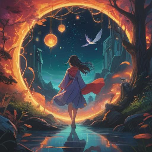 A mystical scene depicting a person resembling you, surrounded by ethereal light, symbols of spirituality floating in the air, serene expression, vibrant colors, harmonious environment, trees and nature in the background, conveying positive energy and divine signs, dreamlike atmosphere, 4k