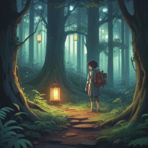 A serene and mystical scene, a person encountering their doppelgänger in a tranquil forest, ethereal light filtering through the trees, a sense of wonder and curiosity, symbolic elements representing spiritual signs, vibrant colors, contrast between the two figures, reflective expressions, harmony with nature, 4k