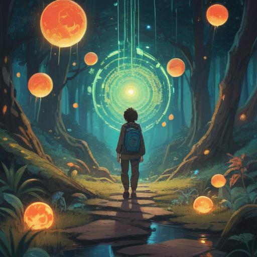 A serene and introspective scene, a person standing at a crossroads, gazing at a path lined with glowing orbs representing spiritual signs, ethereal light illuminating their expression of contemplation, gentle breeze rustling leaves, nature surrounding them, hints of vibrant colors in the background, symbolizing hope and awareness, 4k