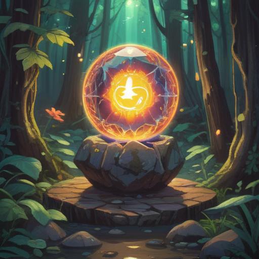 A vibrant illustration of a beautiful lucky stone, glowing with mystical energy, surrounded by nature, with rays of sunlight illuminating its colors, intricate patterns on the stone’s surface, a serene and peaceful atmosphere, symbolic elements representing clarity and fortune, 4k
